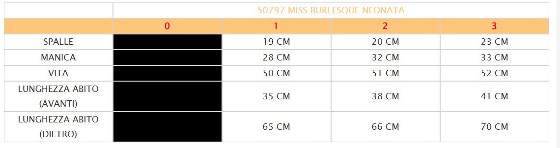 Costume di carnevale Miss burlesque neonata 1-3 anni