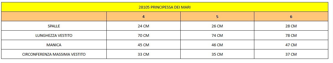 Vestito Costume di carnevale Principessa dei mari da 4 a 6 anni