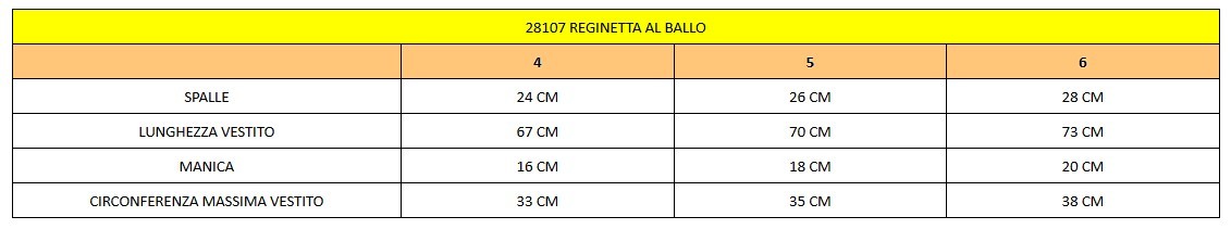 Costume di carnevale Reginetta al Ballo 4–6 anni