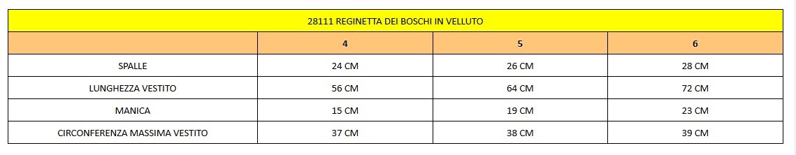 Vestito costume di carnevale reginetta dei boschi velluto da 4 a 6 anni
