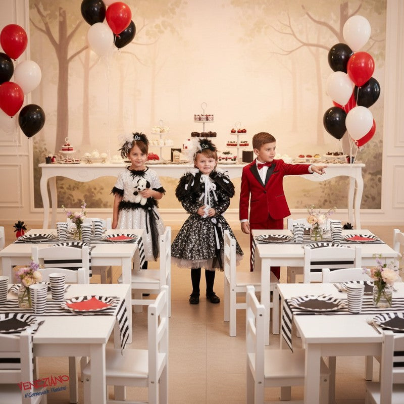 Costume di carnevale bimba Lady crudelia neonata 1-3