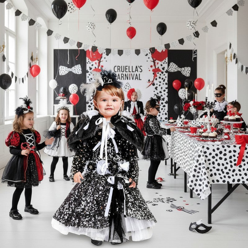 Costume di carnevale bimba Lady crudelia neonata 1-3