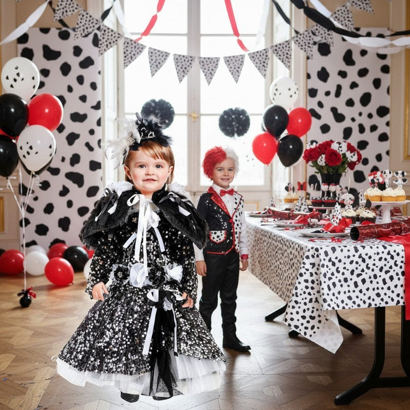 Costume di carnevale bimba Lady crudelia neonata 1-3