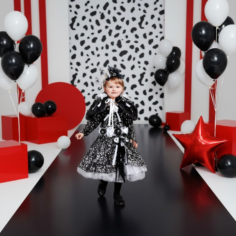 Costume di carnevale bimba Lady crudelia neonata 1-3