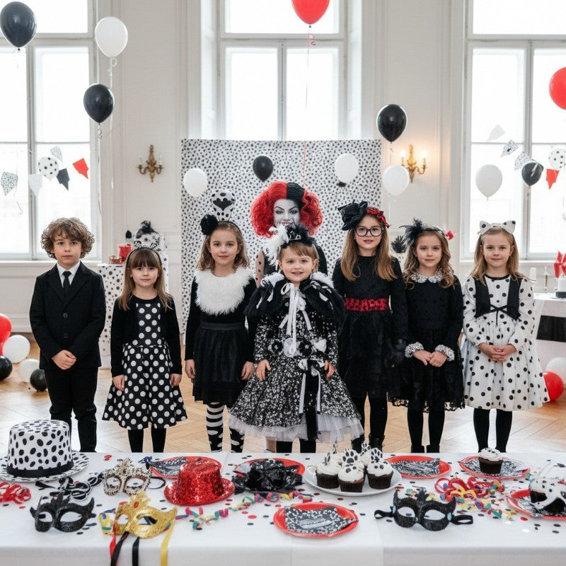Costume di carnevale bimba Lady crudelia neonata 1-3