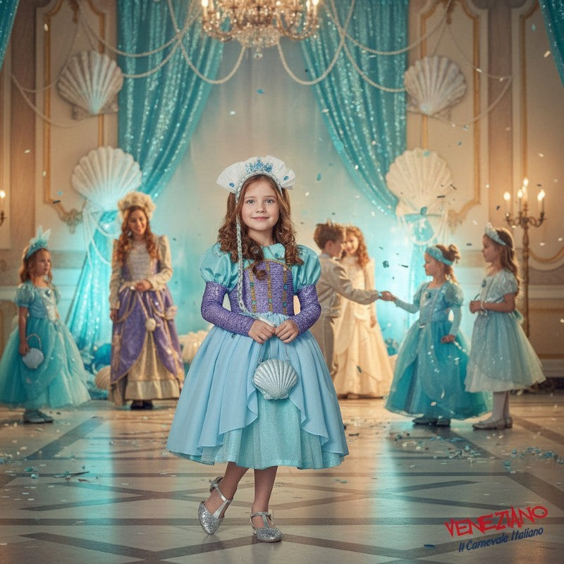 Vestito Costume di carnevale Principessa dei mari da 4 a 6 anni