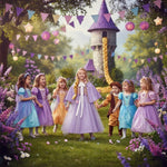 Vestito costume di carnevale Principessa treccia d'oro da 7 a 10 anni