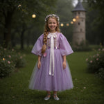 Vestito costume di carnevale Principessa treccia d'oro da 7 a 10 anni