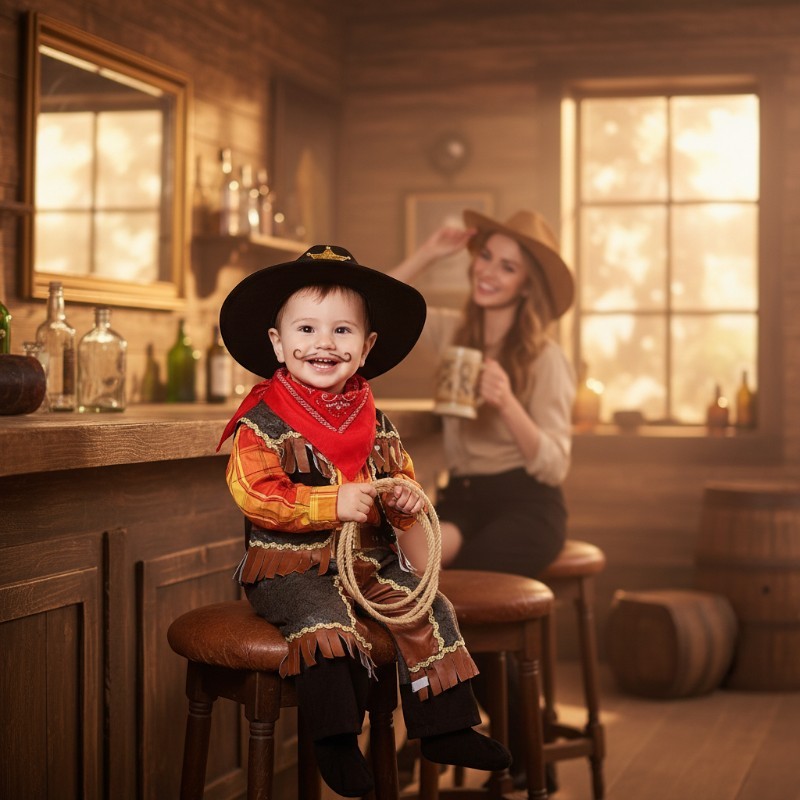 Costume vestito di carnevale piccolo Cowboy bambino da 0 a 3 anni