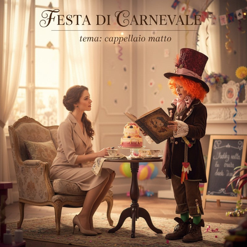 Costume vestito di carnevale Cappelaio Matto Pazzo bambino da 3 a 6 anni