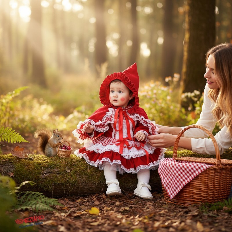 Costume vestito di carnevale Piccola Cappuccetto Rosso bambina da 0 a 3 anni