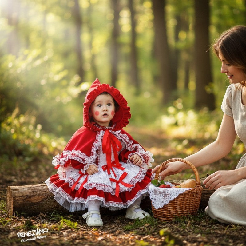 Costume vestito di carnevale Piccola Cappuccetto Rosso bambina da 0 a 3 anni