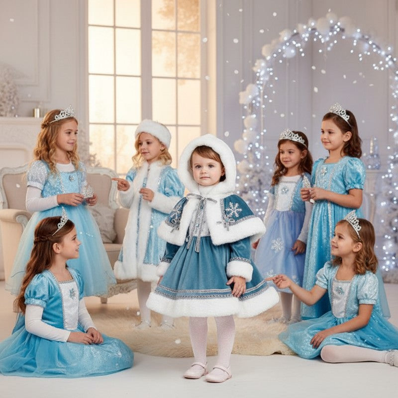 Costume vestito di carnevale Reginetta delle nevi bambina da 0 a 3 anni