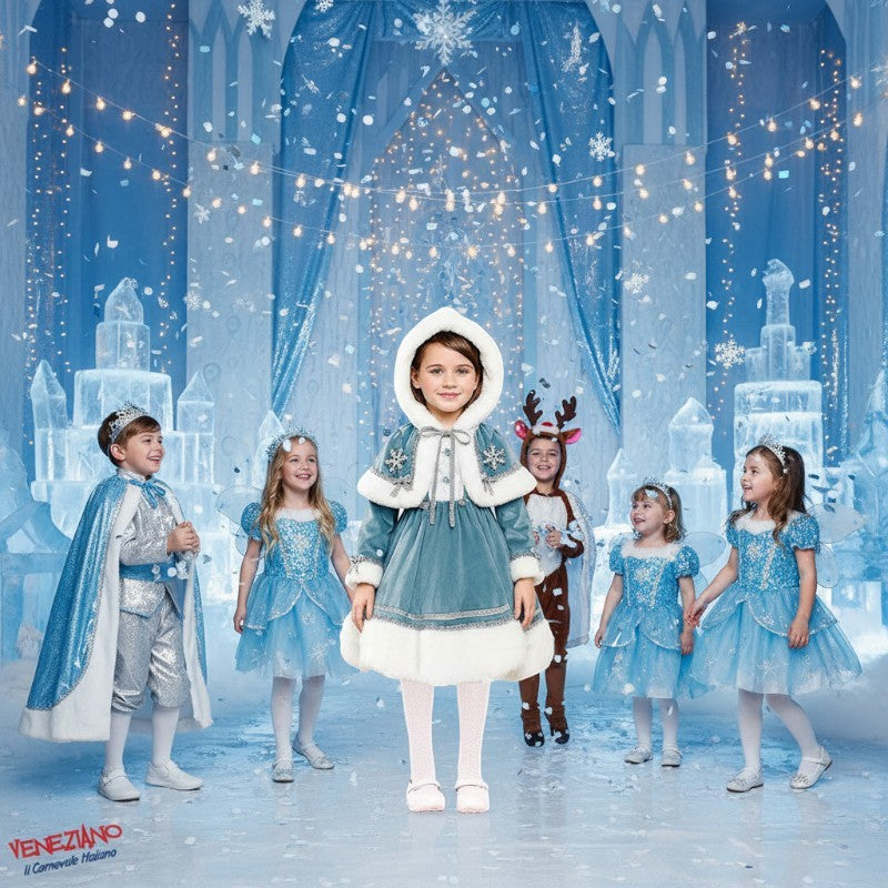 Vestito Costume di carnevale bimba Reginetta delle nevi 4-5 anni