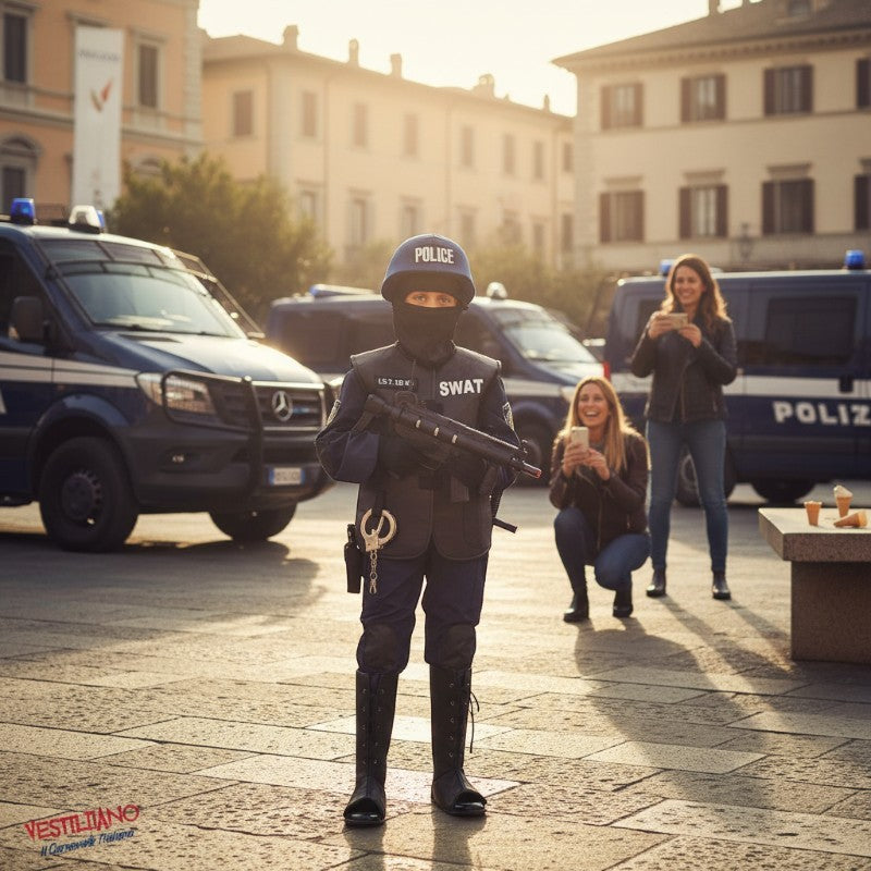 Costume vestito di carnevale Swat 11 - 12 anni