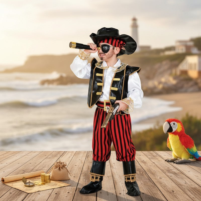 Costume vestito di carnevale Pirata dei Caraibi bambino 7-10 anni