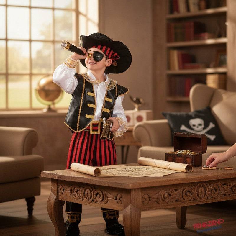 Costume vestito di carnevale Pirata dei Caraibi bambino 7-10 anni