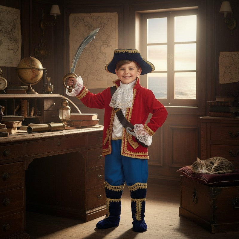Costume vestito di carnevale Pirati Capitano bambino da 3 a 6 anni