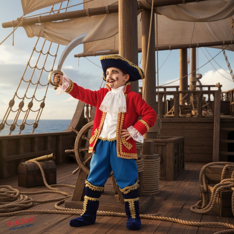 Costume vestito di carnevale Pirati Capitano bambino da 3 a 6 anni