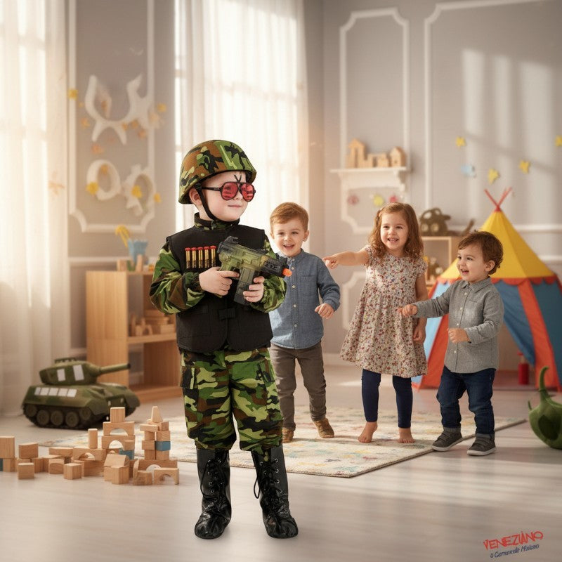 Costume di carnevale militare Commando bambino 3-6 anni