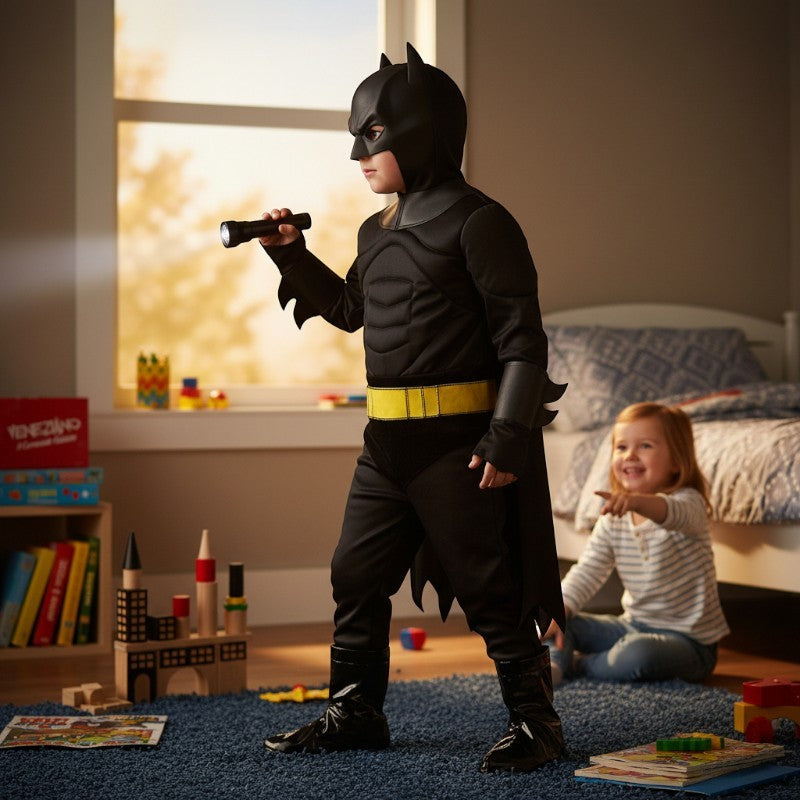 Costume vestito di carnevale cavaliere della notte bambino da 4 a 6 anni