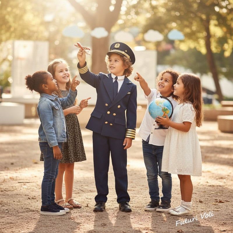 Costume vestito di carnevale Pilota di linea bambino da 7S a 10XL
