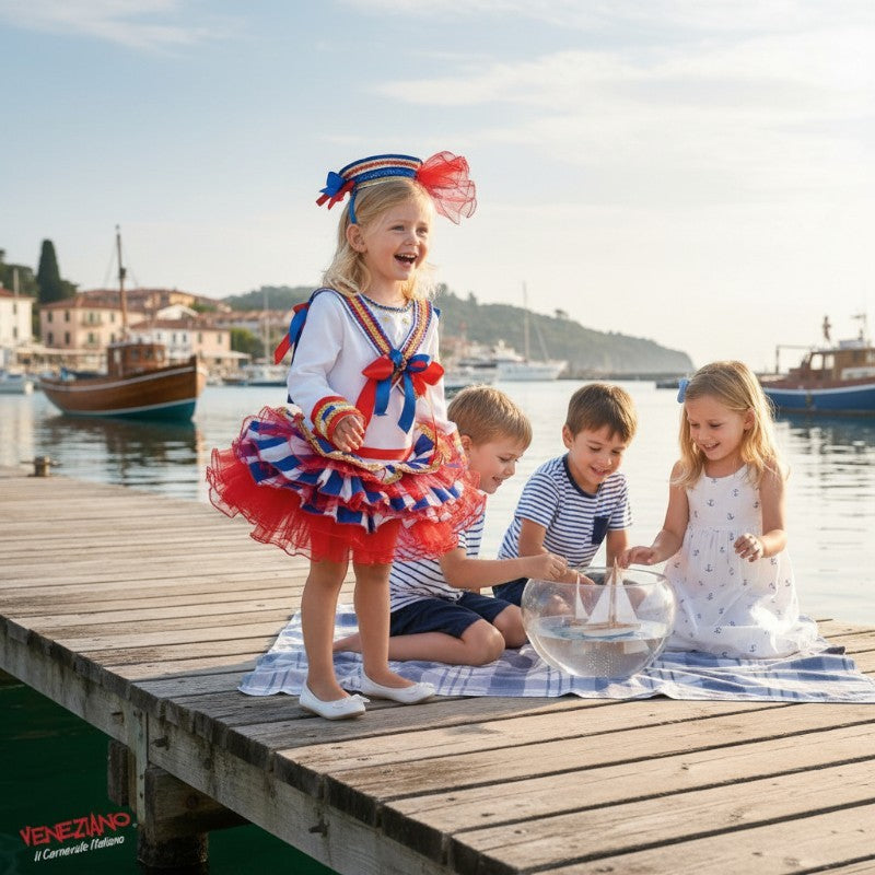 Costume vestito di carnevale Lady Marinaretta baby bambina da 4 a 6 anni