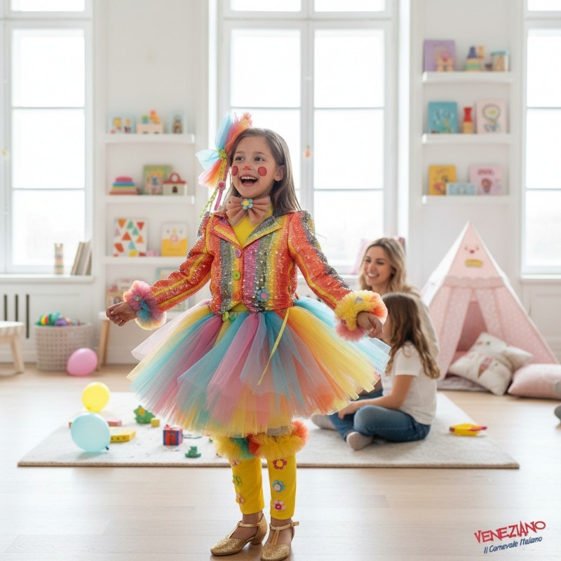 Costume vestito di carnevale Pagliaccetta Prestige bambina baby 4-6 anni