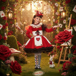 Costume vestito di carnevale Regina di cuori prestige bambina da 3 a 6 anni
