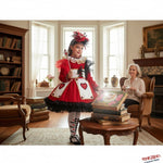 Costume vestito di carnevale Regina di cuori prestige bambina da 3 a 6 anni