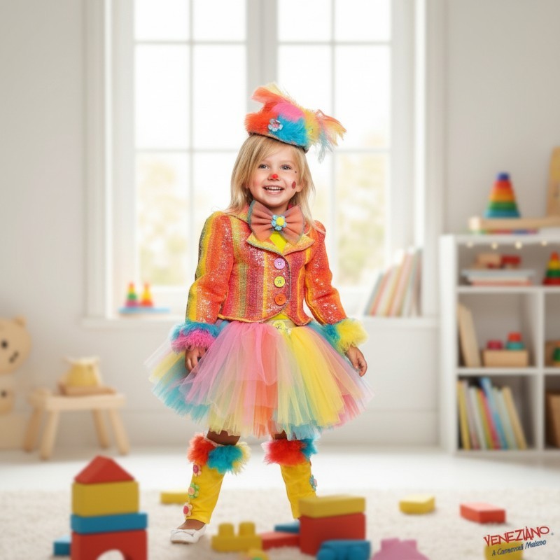Costume vestito di carnevale Pagliaccetta Prestige bambina da 1 a 3 anni
