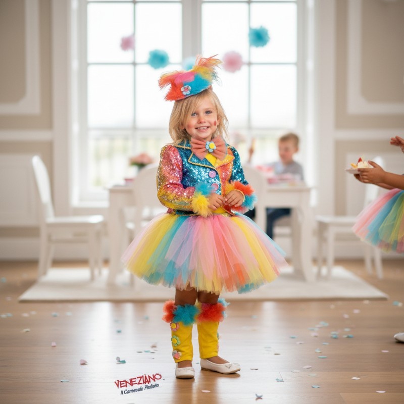 Costume vestito di carnevale Pagliaccetta Prestige bambina da 1 a 3 anni