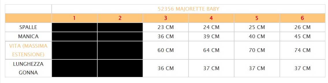 Costume vestito di carnevale majorette prestige baby 3-6 anni