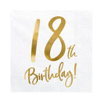 Tovaglioli 18° compleanno bianchi 33×33 cm