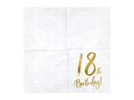 Tovaglioli 18° compleanno bianchi 33×33 cm