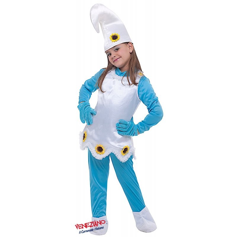 Costume vestito di carnevale bimba Follettina blu 3-6 anni