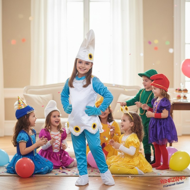Costume vestito di carnevale bimba Follettina blu 3-6 anni