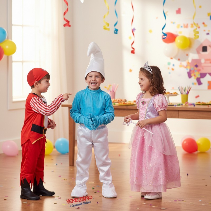 Costume vestito di carnevale folletto blu 3-6 anni