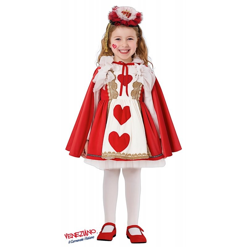 Costume vestito di carnevale regina di cuori deluxe 3-5 anni