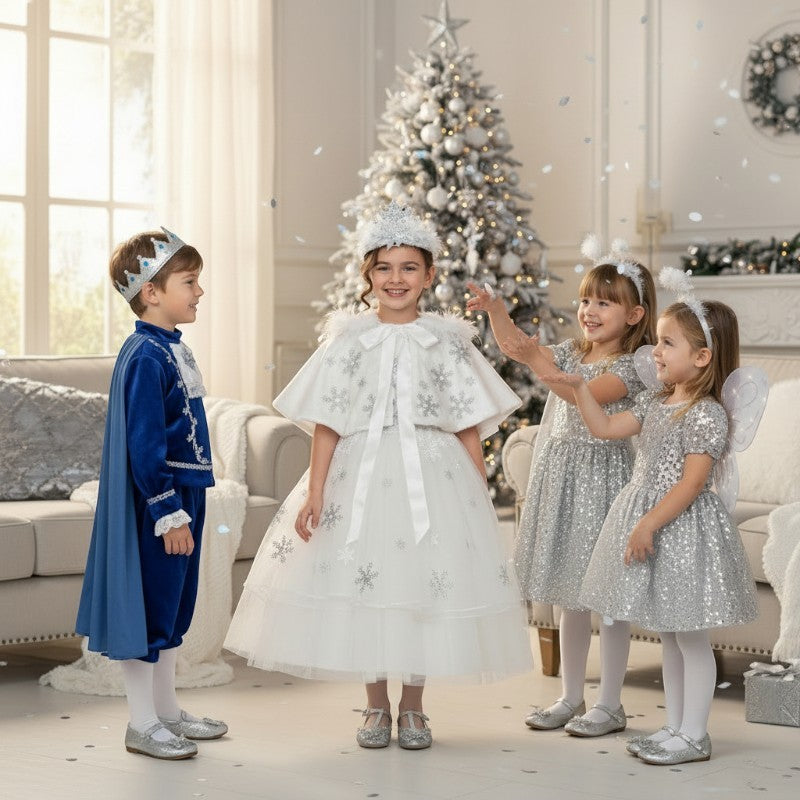 Costume vestito di carnevale Principessa dei ghiacci da 7 a 10 anni
