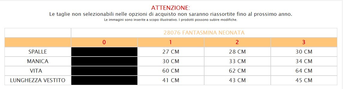 Costume vestito di carnevale Fantasmina neonata 1–3 anni | Veneziano