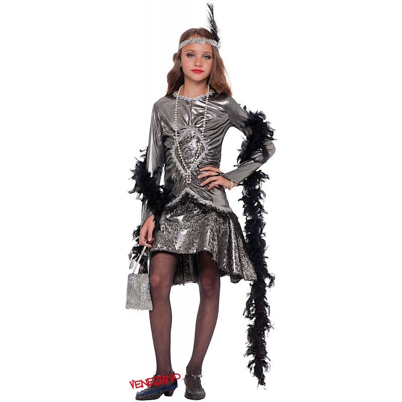 Costume vestito di carnevale Lady Cabaret bambina 2-6 anni