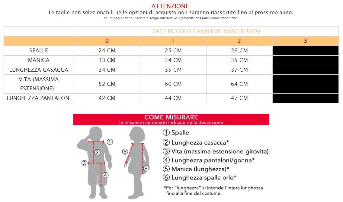 Costume vestito di Carnevale Piccolo cavaliere Mascherato da 0 a 2 anni