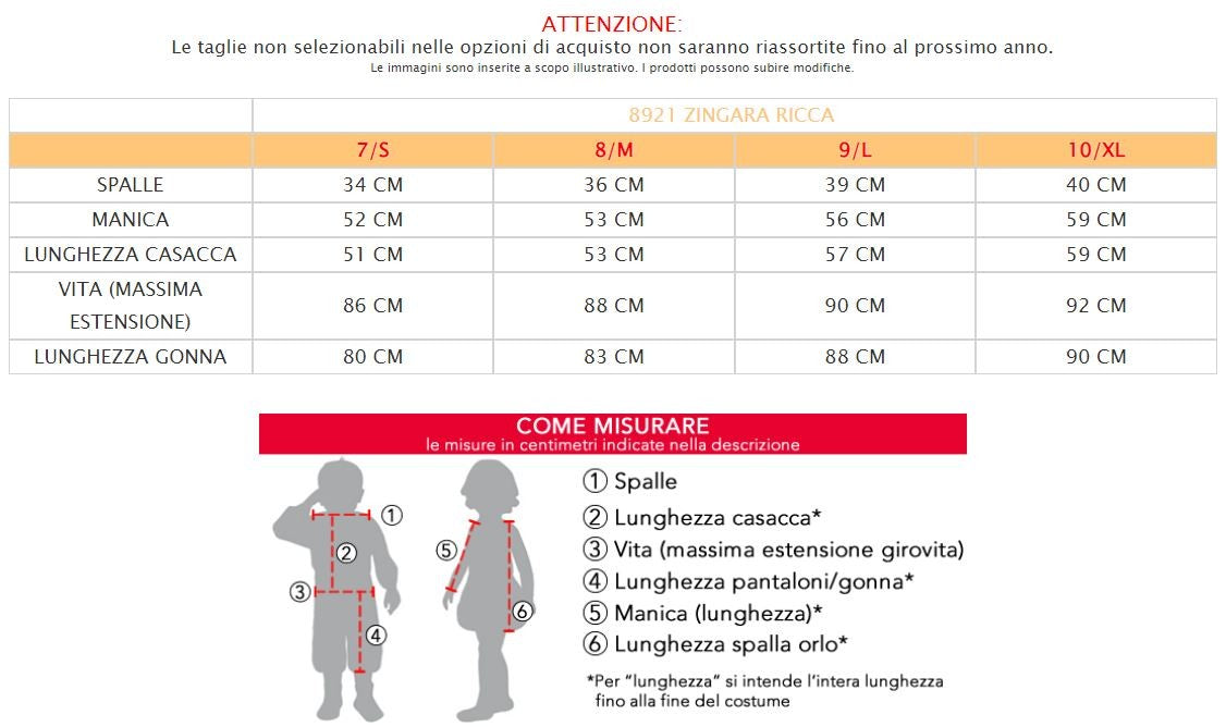 Costume vestito di carnevale Zingara Ricca da 7 a 10 anni