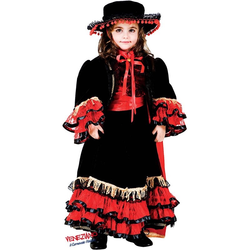 Costume vestito di carnevale Ballerina di Flamenco da 7 a 10 anni