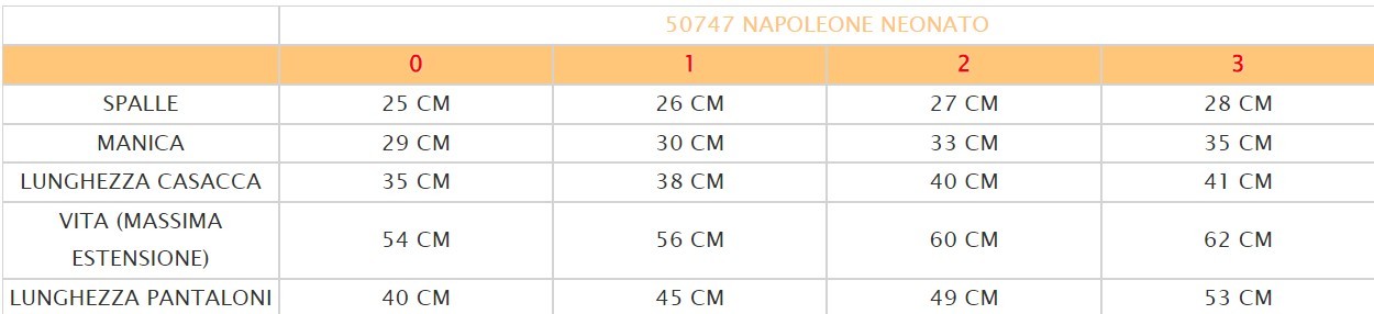 costume di carnevale Napoleone Neonato 0-1-2-3 anni