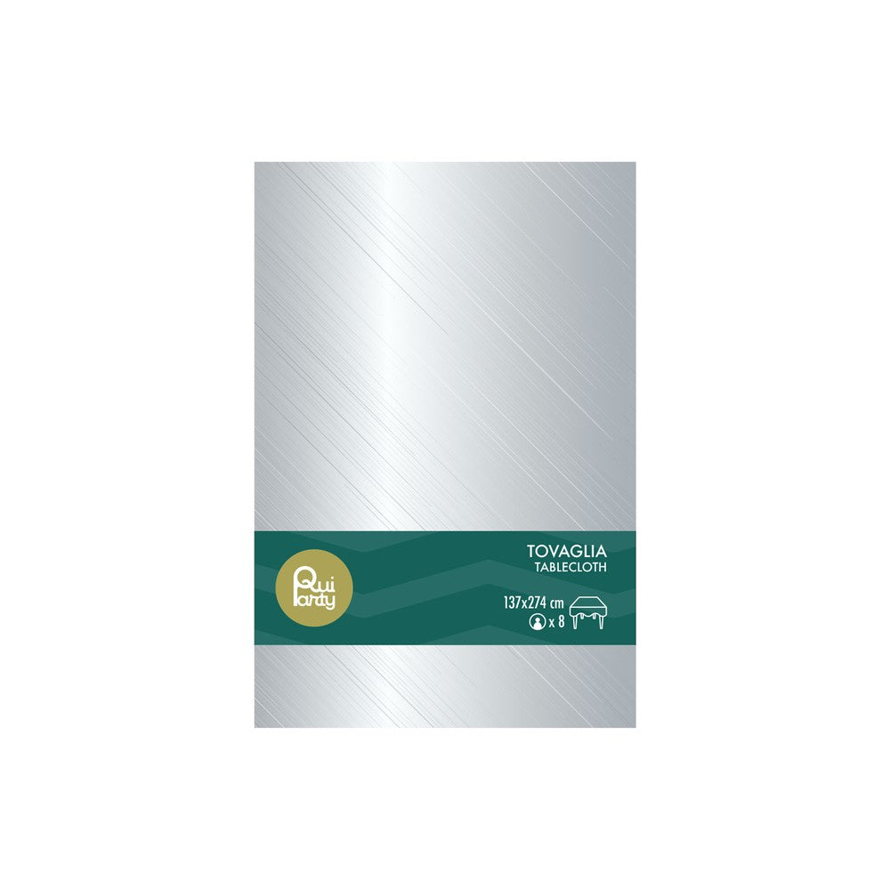 Tovaglia in plastica cm137x274 argento metal