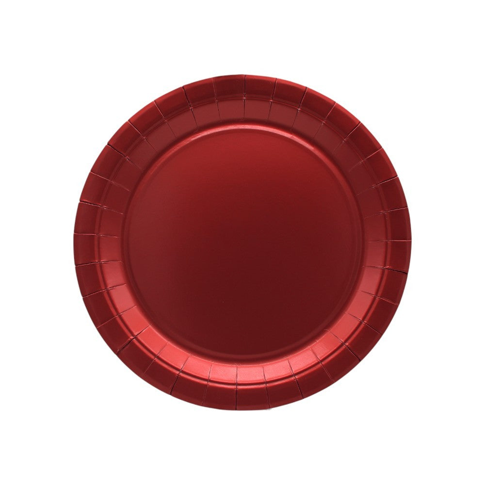 Piatto in carta cm24 pz15 rosso metal