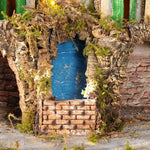 Presepe paesaggistico napoletano con forno mulino cascata macina e luci 95x65x65