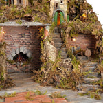 Presepe paesaggistico napoletano con forno mulino cascata macina e luci 95x65x65